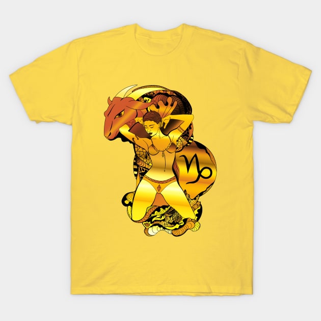 Gold Capricorn Beauty T-Shirt by kenallouis